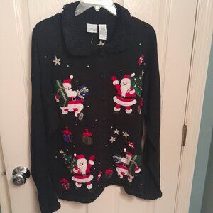 VTG Black Carolina Colors Cardigan sz XL